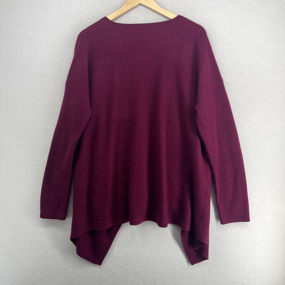 LORD & TAYLOR Sweater Womens XL Cashmere V-Neck Asymmetric Tunic Pullover Red - Picture 2 of 8